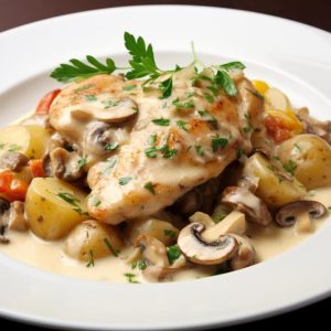 Filet de poulet crème champignons