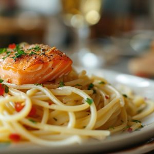 Spaghetti au 2 saumons